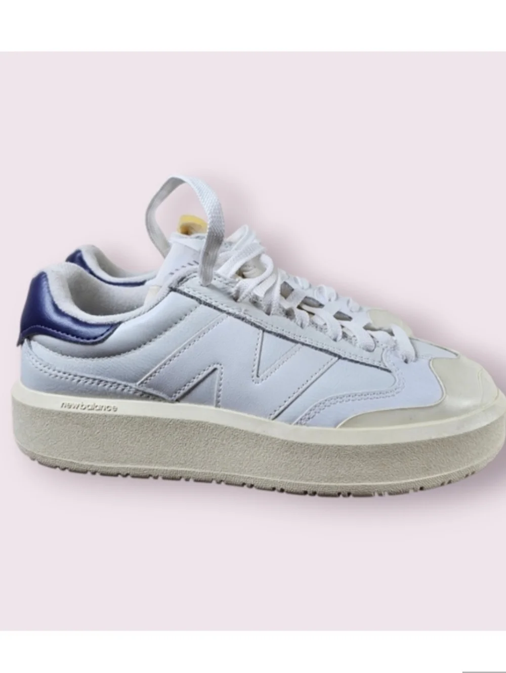 New Balance‎ CT 302 Leather Platformed White Blue Retro Sneakers Sz W8 M 6.5